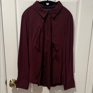 Lane Bryant Burgundy Zip-Up Collar Top